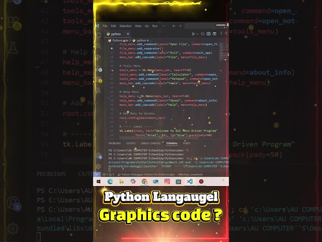 Menu driven program using python | 😀 Python code | GUI programming Python | एक सिंपल GUI application