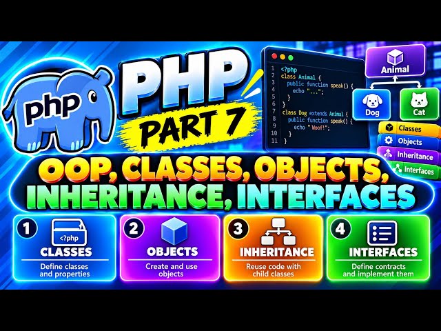 🐘 PHP Quiz – Part 7 | OOP, Classes, Objects, Inheritance & Interfaces | 50 Questions & Answers