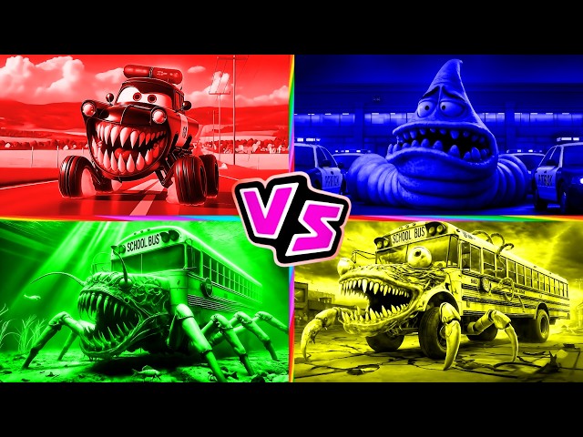 Monster Police Car 🆚 PATRICK.EXE 🆚 SCHOOL BUS 🆚 School Bus 🎶 Tiles Hop EDM Rush