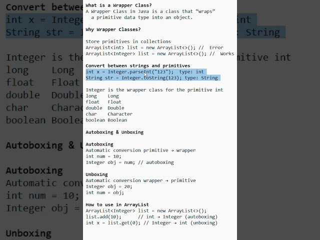 Wrapper Class in java #javaprogramming  #wrapper  #Wrapperclass