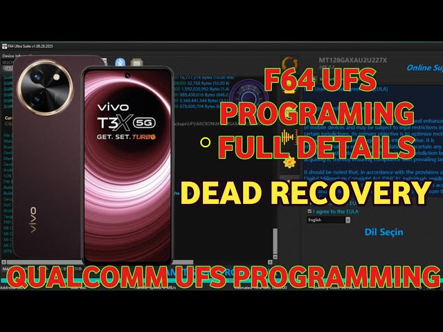 F64 QUALCOMM UFS PROGRAMING 🤭VIVO T3X 5G DEAD RECOVERY✅UFS DEAD BOOT REPAIR #f64box 