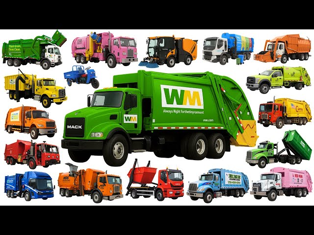 Garbage Trucks for Kids – Learn Vehicle Names and Types of Garbage Trucks 🚛🗑️