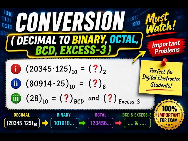 Decimal to Binary, Octal, BCD & Excess-3 Conversion | Number System | Digital Logic Bangla