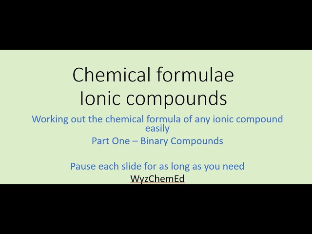 Chemical Formulae Ionic Compounds P1