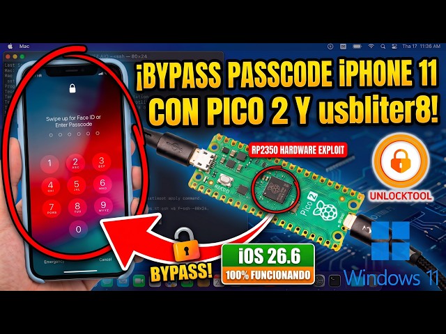 Raspberry Pi Pico 2 💡 | Passcode Bypass with Signal | Unlocktool | iOS 26.6 🔓