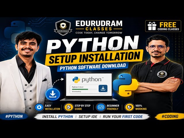 Python Setup Installation | Python Software Download #edurudram #python #coding 