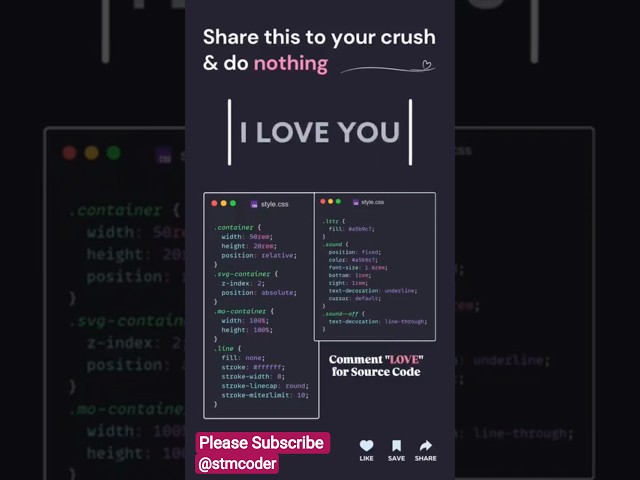 💘 CSS Love Animation | Share This to Your Crush Using Code! | STM CODER