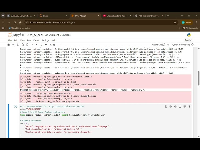 CON AI exp6 - Implementation of NLP using Python Libraries