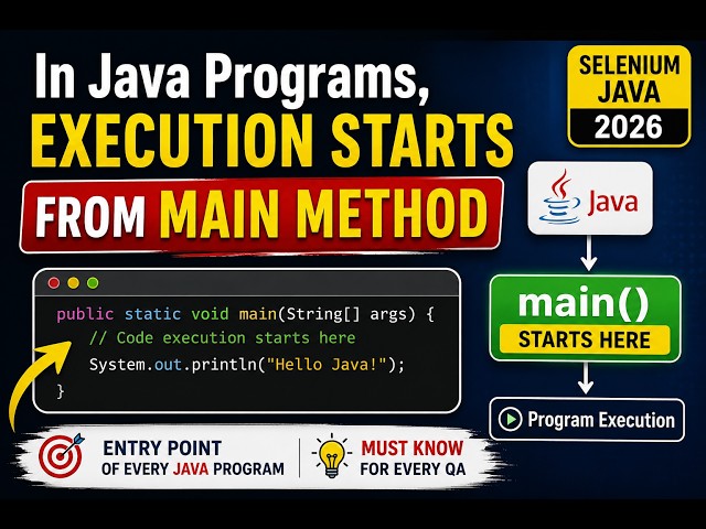 143. In Java programs, execution starts from main method (Selenium Java 2026)