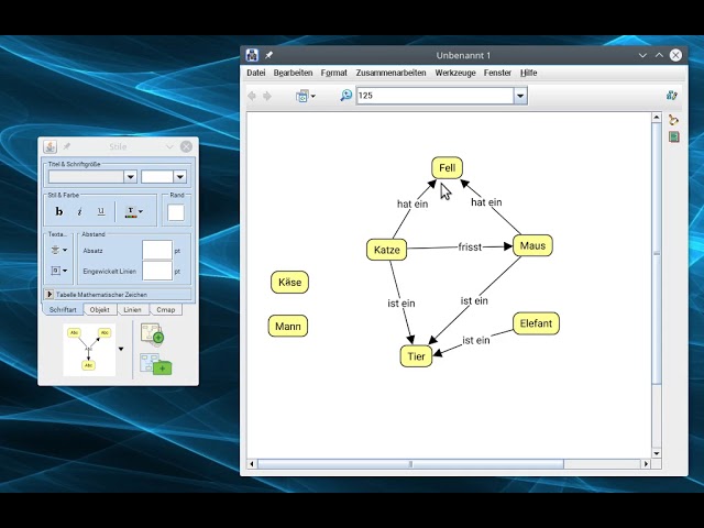 Begriffe in CmapTools zu einer Concept-Map verknüpfen