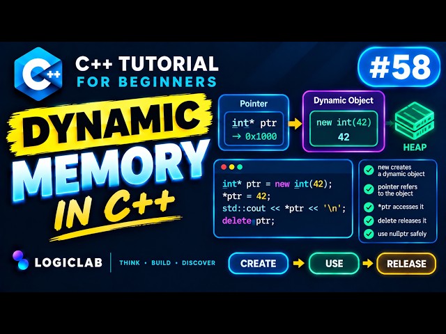 C++ Tutorial for Beginners #58 — Dynamic Memory Explained | Learn C++