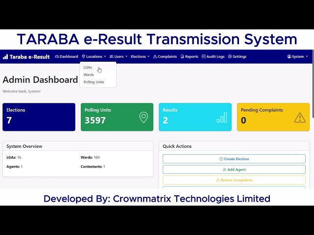 NEW!!! Taraba e-Result Transmission System - Crownmatrix Technologies Limited