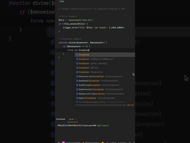 When to use errors vs exceptions in php? mastering #php exception handling error vs exception -
