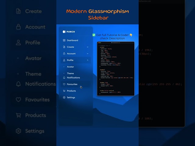 Glassmorphism Sidebar ✨ | HTML & CSS UI Effect #webdevelopment #htmlcss