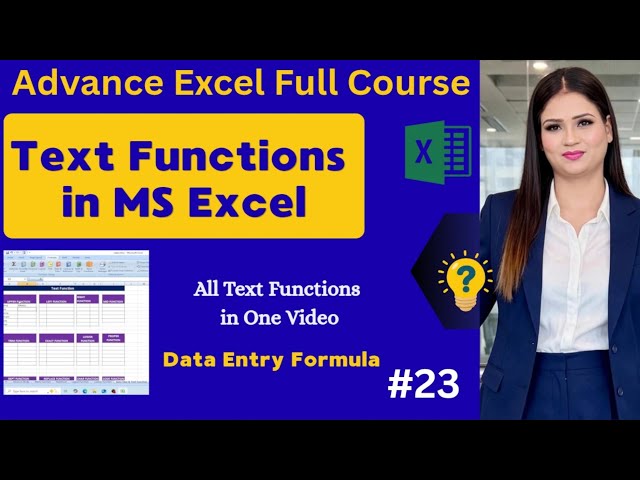 Text Functions in MS Excel | All Text Function in One Video | Data Entry Formula in Excel 