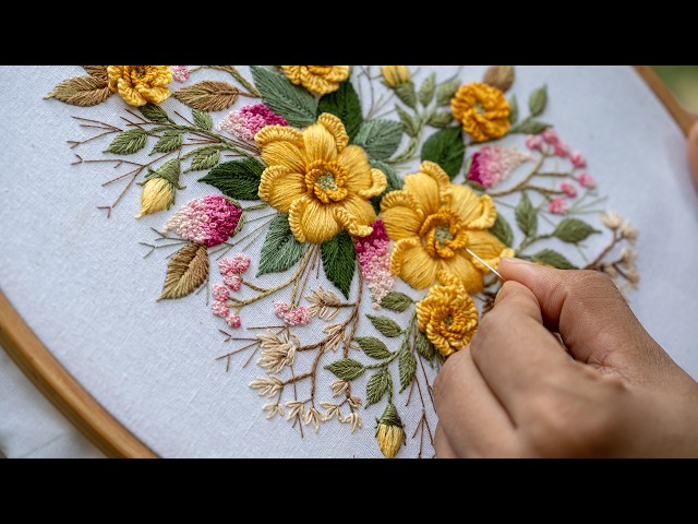How I Stitch 3D Floral Embroidery Hoop Art