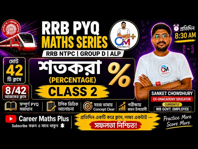 RRB Maths PYQ | Percentage Class 2 | Previous Year Questions | Railway Maths | Railway Math PYQs