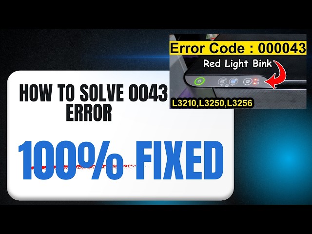 How to Fix EPSON Printer Error Code 000043, 034004, 000031? || All Light blinking error Solved