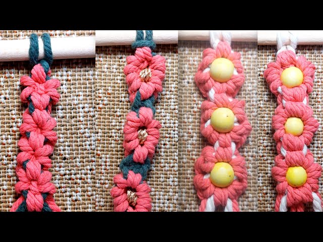 Macrame Pattern | 4 Easy Daisy Knot Flower Patterns with Beads