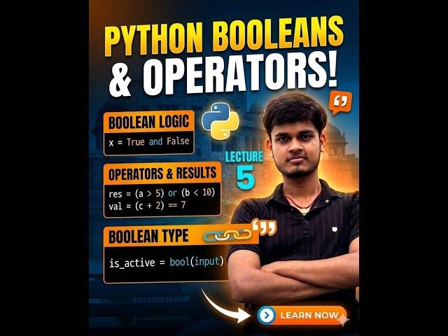 🐍 Python Lecture 5 | Booleans & Operators in Python | Python for Beginners