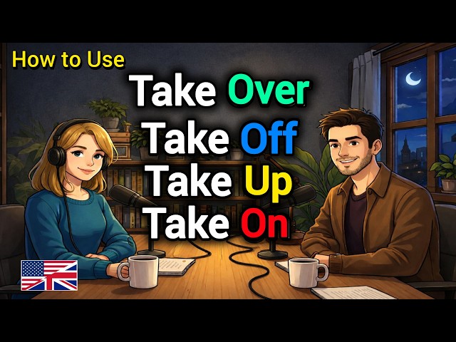 How to Use TAKE OFF, TAKE UP, TAKE ON & TAKE OVER in Real English Conversations