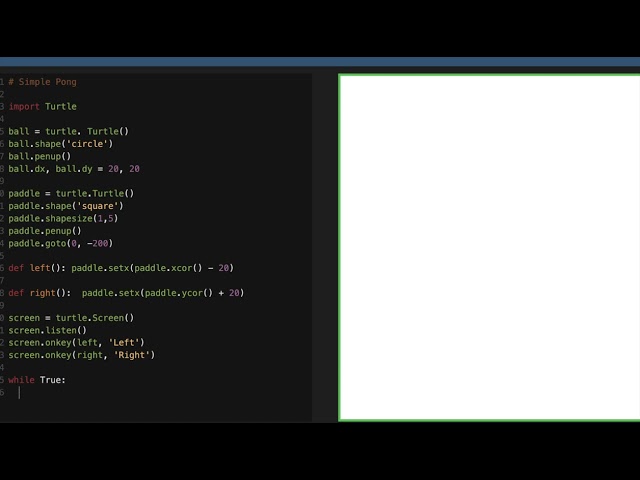 Simple Pong Game in Python Turtle