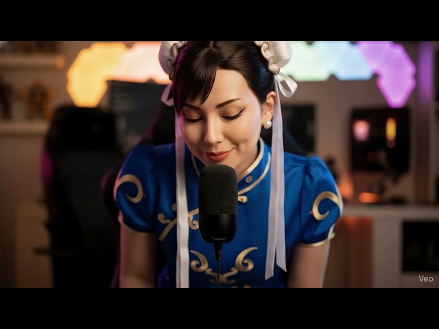 ASMR AI Girl Chun-li SF Cosplay Veo 3.0 Whisk Google + Topaz Video AI 60 Fps Convert + Upscale Iris