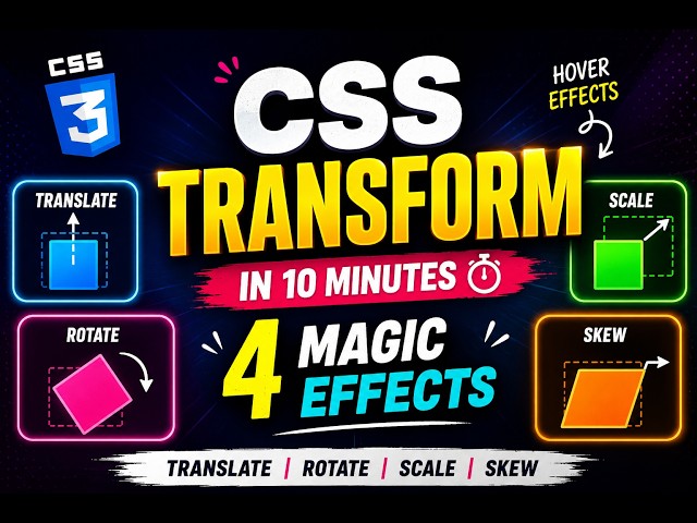 4 CSS Transform Effects You MUST Know 🔥 (Translate, Rotate, Scale, Skew)