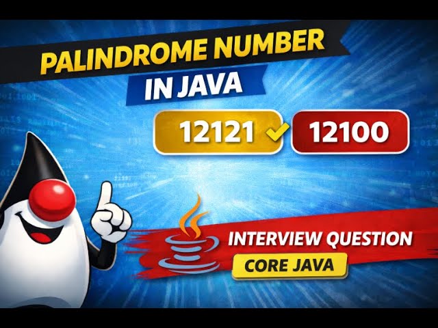 Check Palindrome Number in Java | Java Interview Question | Number Palindrome Program