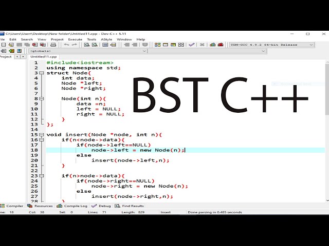 Binary search tree implement C++ (BST C++) in Bangla