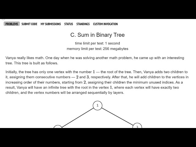 C. Sum in Binary Tree || Codeforces || ProblemSolving || Div3 || C++