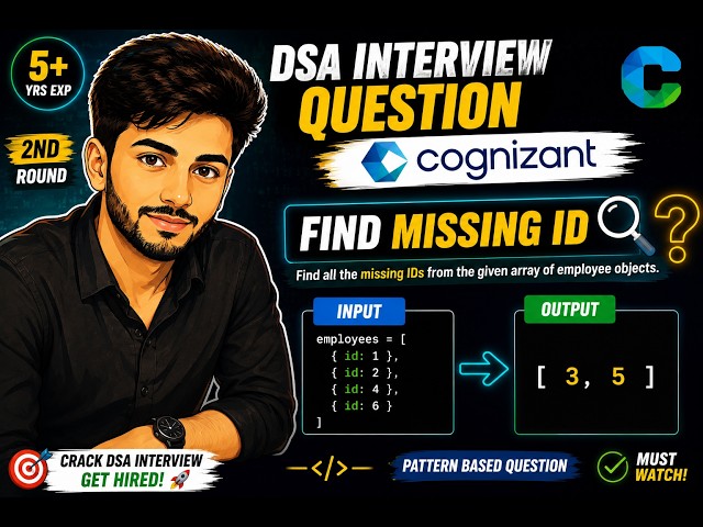 Cognizant DSA Interview Question #2 |Misisng ID | JavaScript | 2nd Round | #video #shorts