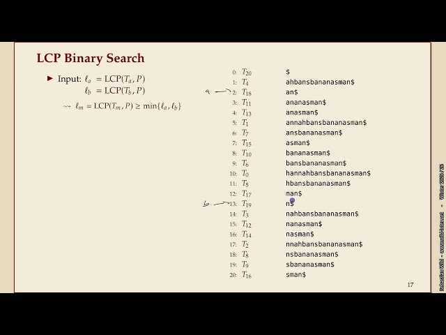 Algorithms of Bioinformatics (Winter 2025-26) 7-4 String Matching in Enhanced Suffix Arrays