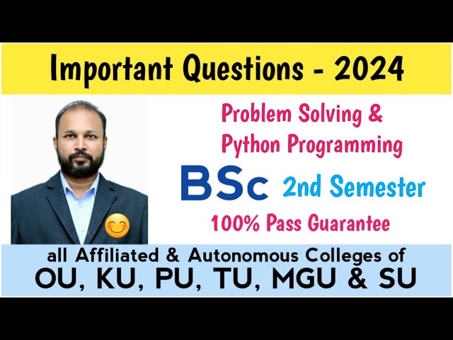 python programming Imp Questions 2024 Bsc II 2nd Sem semester important OU KU PU TU MGU SU #abedsir
