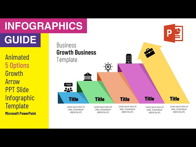 5 Options Business Growth Arrow Infographic Animation in PowerPoint