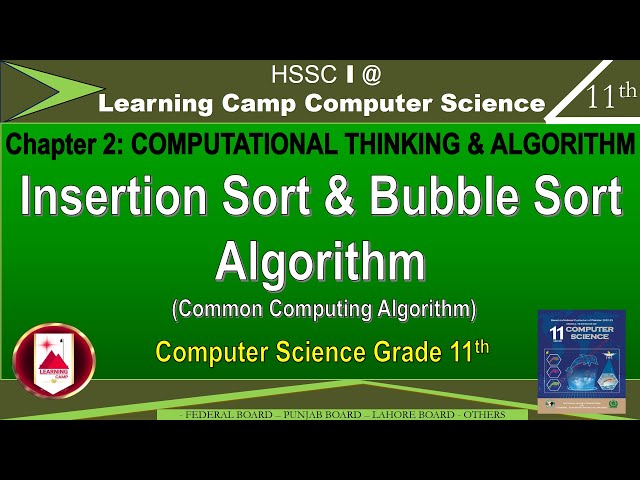 Class 11 Chapter 2 Sorting Algorithm | Insertion Sort & Bubble Sort Algorithm | Learning Camp