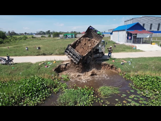 NEW Project! Building Foundations  Dump Truck – Komatsu Bulldozer at Work Pushing