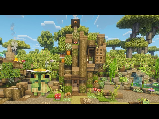 Ep 8. TREE TRUNK HOUSE IN MINECRAFT (Quick and easy tutorial) 🪵🐸