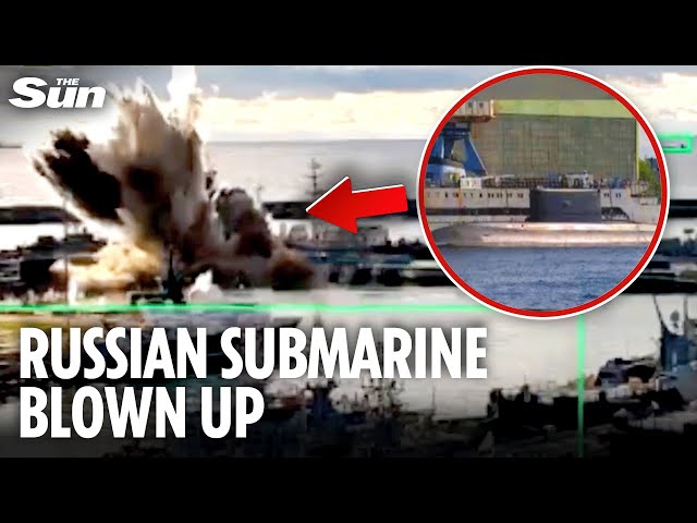 Dramatic moment Russian sub is BLOWN UP and sunk by Ukraine's underwater Sea Baby drone
