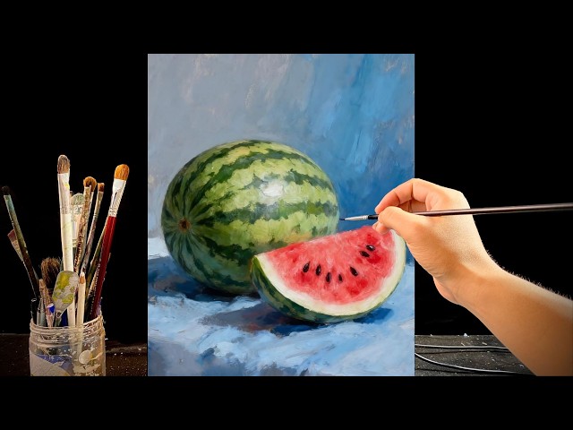 🍉 How to Paint a Hyper Realistic Watermelon in Acrylic | Step-by-Step Still Life Painting Tutorial
