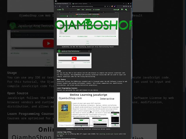 Array Destructuring In JavaScript