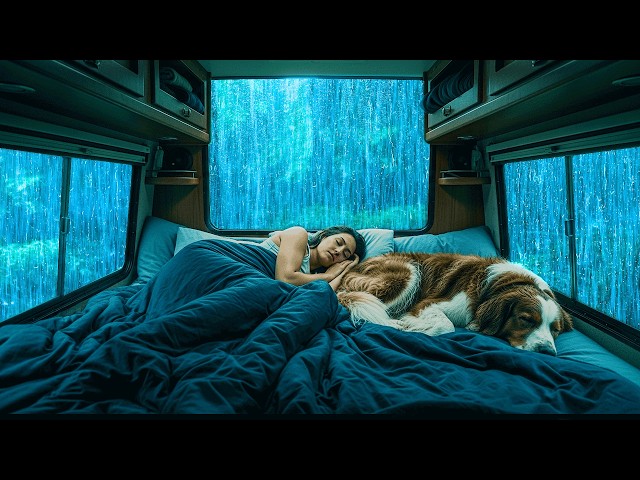 Deep Sleep Therapy with Heavy Rainstorm & Powerful Thunder on a Cozy Car at Night