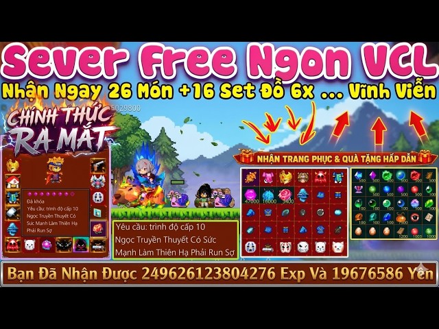 Ninja School Online Lậu Miễn Phí OPEN Nhận Quà 26 Món +16TL9 Set 6x Map VIP Thêm Nhiều Cải Trang Mới