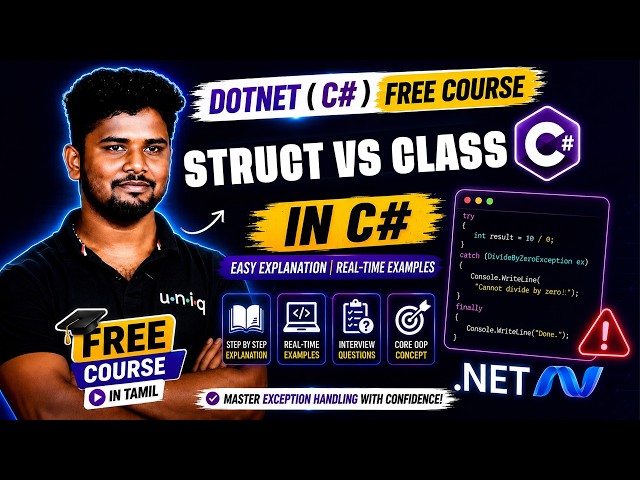 Dotnet C# Free Course 2026 | Ep 52 | C# Struct ,struct vs class , enum in Tamil