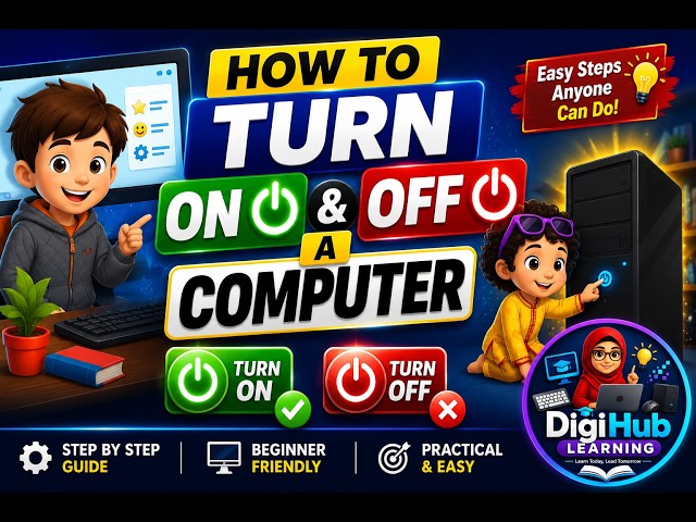 How to Start and Shut Down a Computer Step by Step  Safely~ for kids