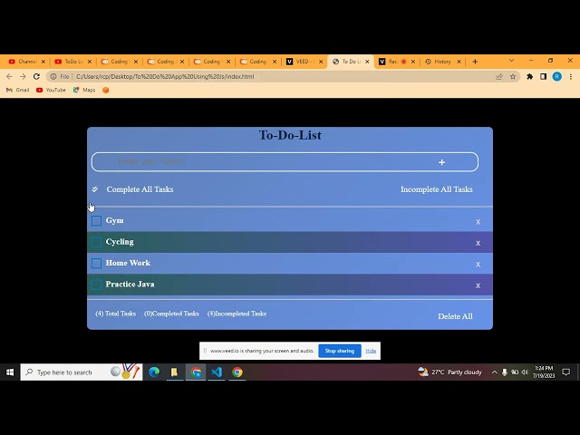 Todo List Using javascript html css
