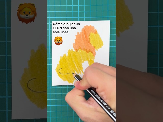 Cómo dibujar un LEÓN con una sola línea 🦁 #tutorial #reto #leon #lineart #line #shorts