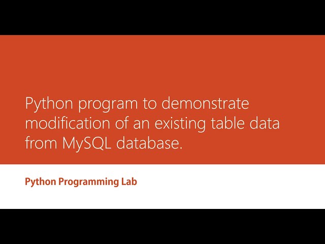 Python Programming   MySql Program