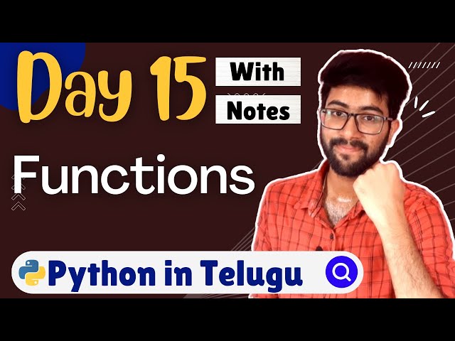 Day 15 : Functions in python | Python Course in Telugu | Vamsi Bhavani