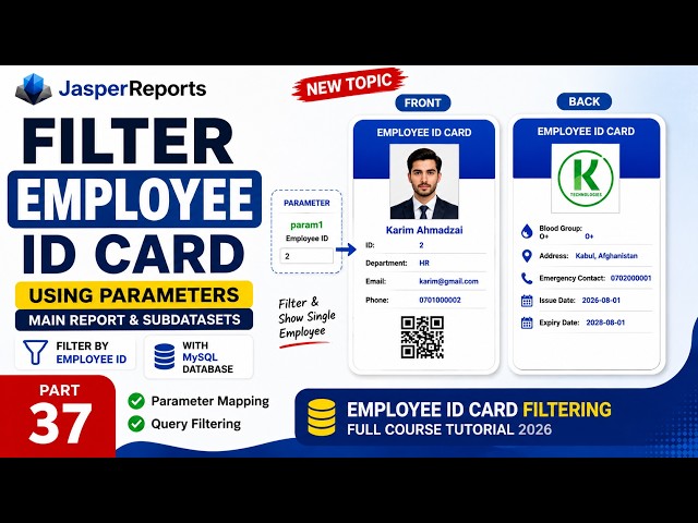 JasperReports Tutorial for Beginners 2026 | Filter Employee ID Card by ID (Full Course Part 37)